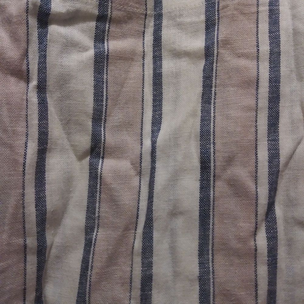 Indigo Rein Paper Bag Pants Linen Vertical Stripes slits on legs - Picture 7 of 14
